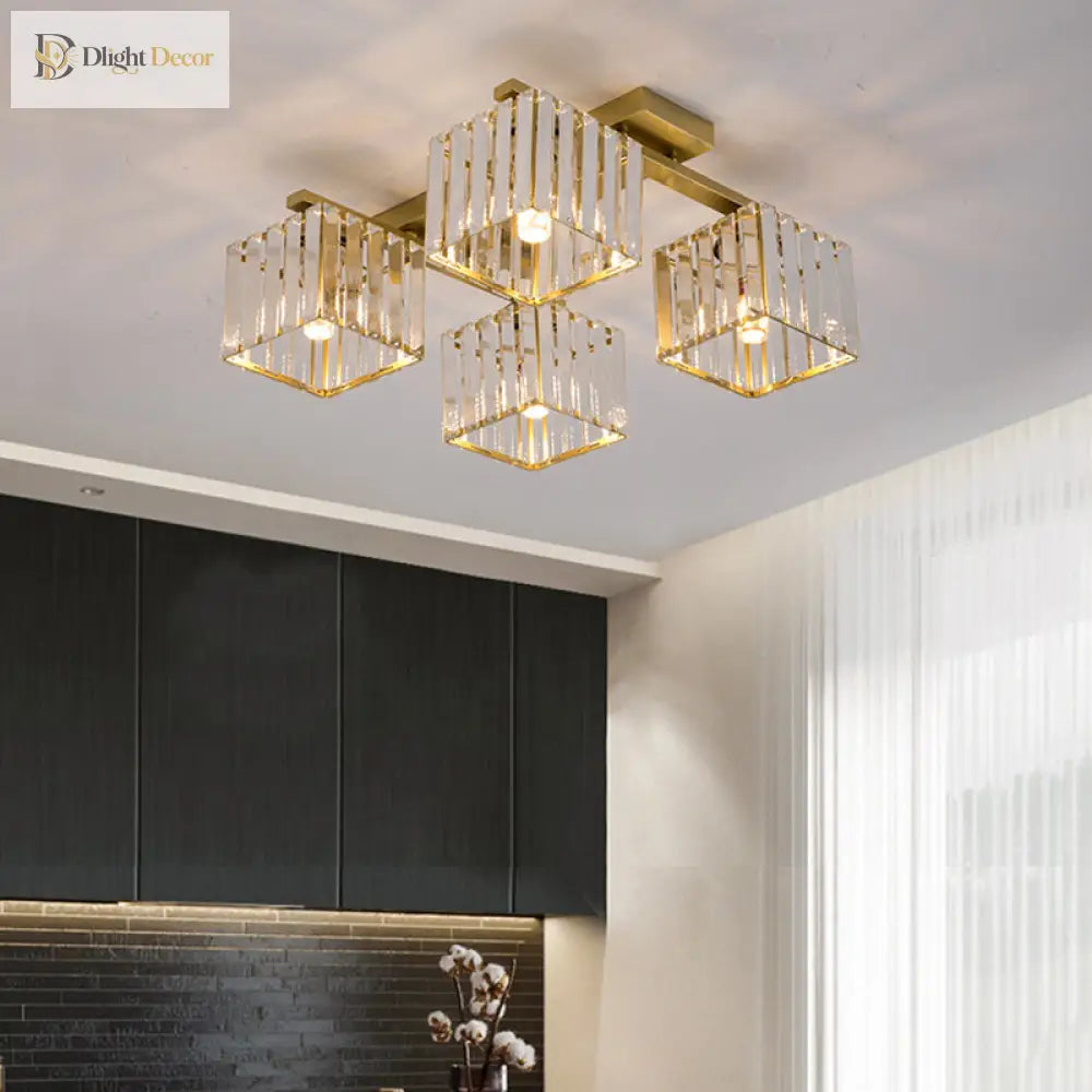 Anya’s Modern Crystal Chandelier - Square Design Ceiling Light