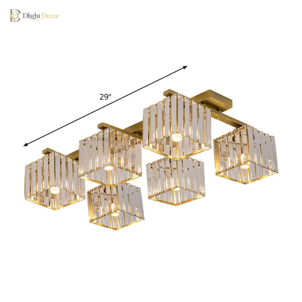 Anya’s Modern Crystal Chandelier - Square Design Ceiling Light