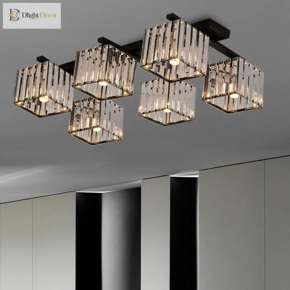 Anya’s Modern Crystal Chandelier - Square Design Ceiling Light