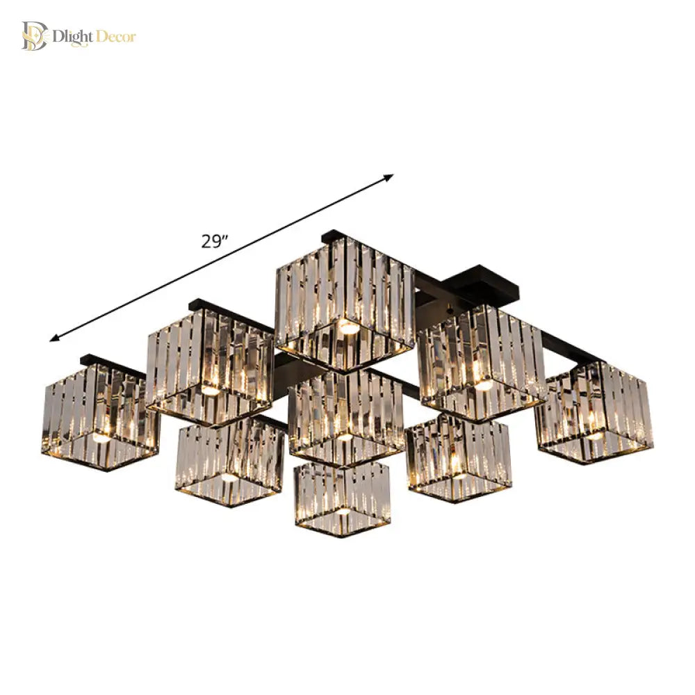 Anya’s Modern Crystal Chandelier - Square Design Ceiling Light
