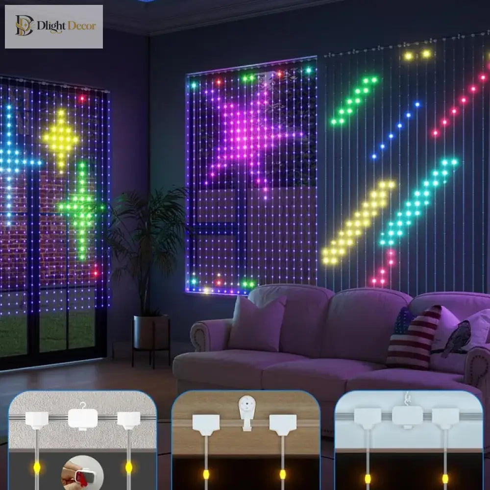 APP Controlled 16 Million Colors RGB LED Curtain Lights Holiday Party Decoration holiday lighting