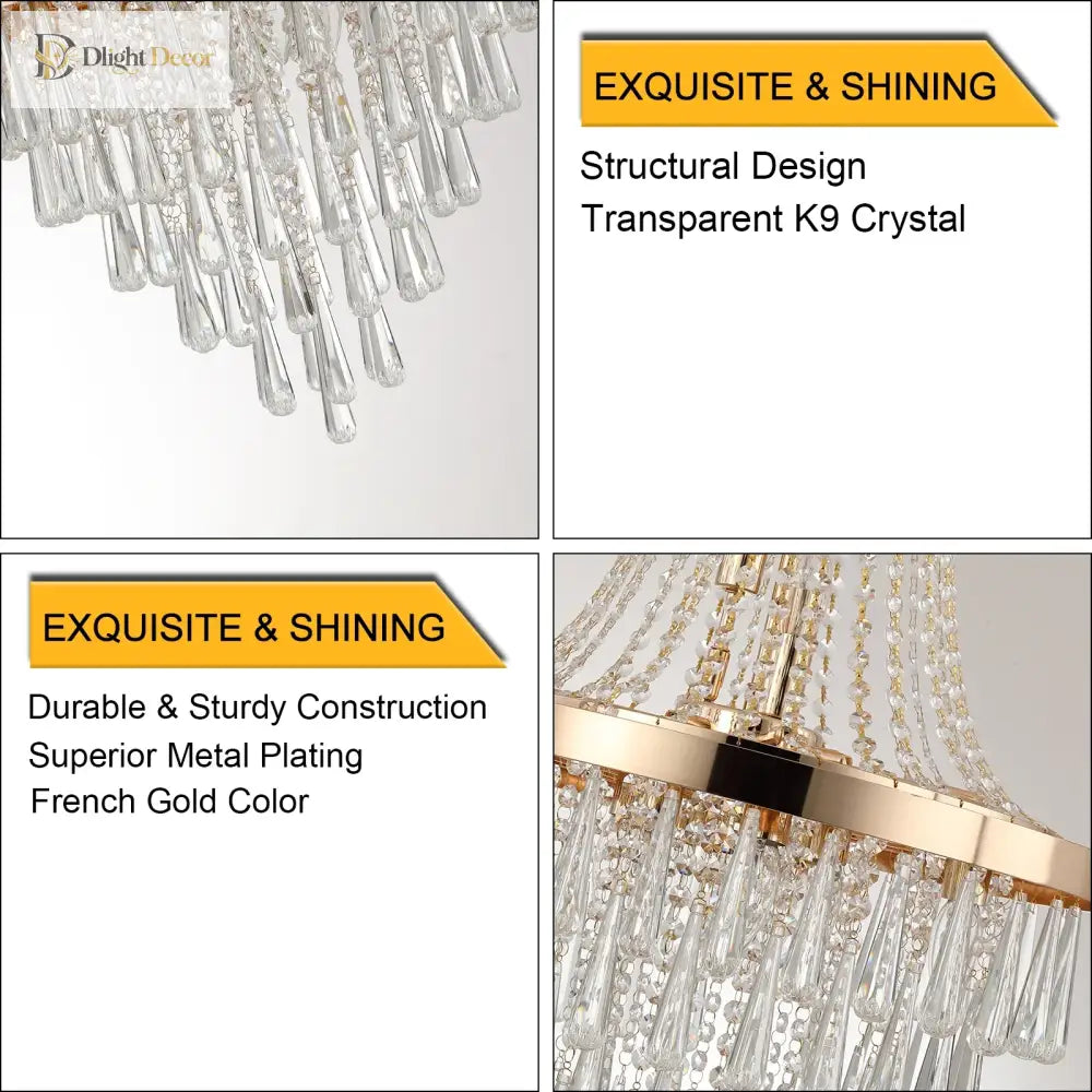 Arabelle 19.7-Inch Gold & Chrome Crystal Chandelier