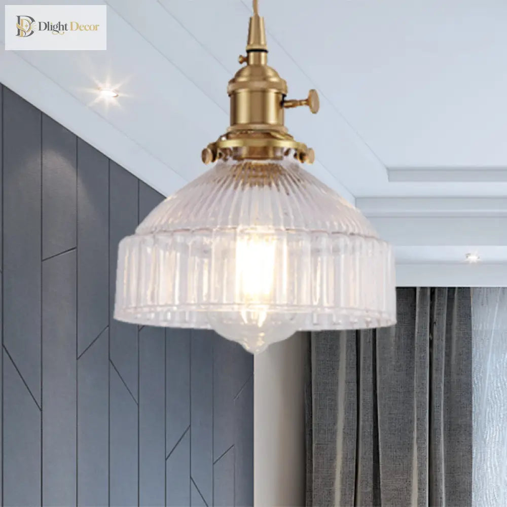 Ariana - Modern Industrial Pendant Light With Clear Glass Bowl (1 - Light Brass) Lighting