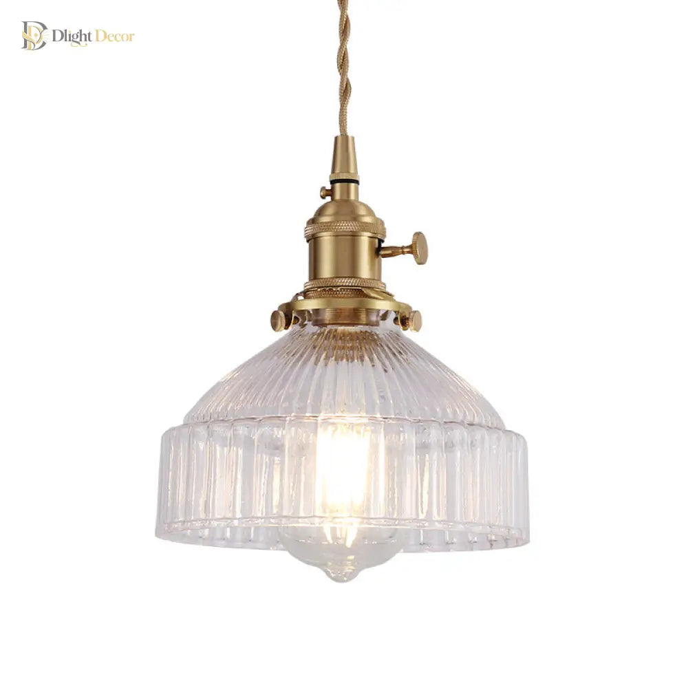 Ariana - Modern Industrial Pendant Light With Clear Glass Bowl (1 - Light Brass) Lighting