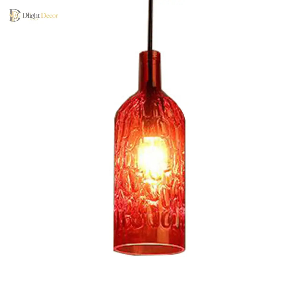 Art Deco Wine Bottle Hanging Lamp With Wavy Glass For Restaurant And Bar - Vintage 1 - Light Down