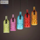 Art Deco Wine Bottle Hanging Lamp With Wavy Glass For Restaurant And Bar - Vintage 1 - Light Down