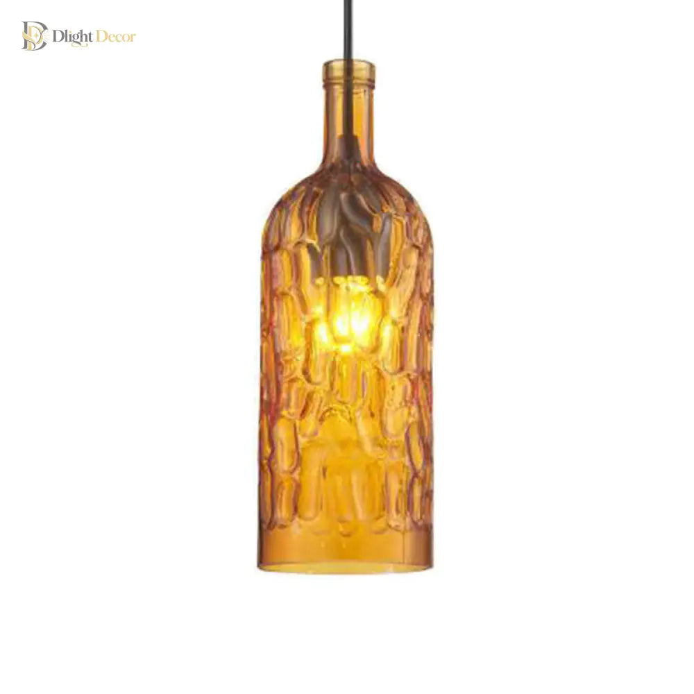 Art Deco Wine Bottle Hanging Lamp With Wavy Glass For Restaurant And Bar - Vintage 1 - Light Down