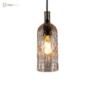 Art Deco Wine Bottle Hanging Lamp With Wavy Glass For Restaurant And Bar - Vintage 1 - Light Down