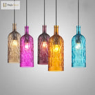 Art Deco Wine Bottle Hanging Lamp With Wavy Glass For Restaurant And Bar - Vintage 1 - Light Down