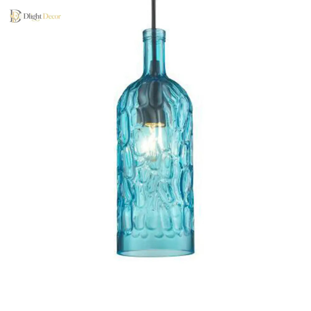 Art Deco Wine Bottle Hanging Lamp With Wavy Glass For Restaurant And Bar - Vintage 1 - Light Down