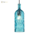 Art Deco Wine Bottle Hanging Lamp With Wavy Glass For Restaurant And Bar - Vintage 1 - Light Down