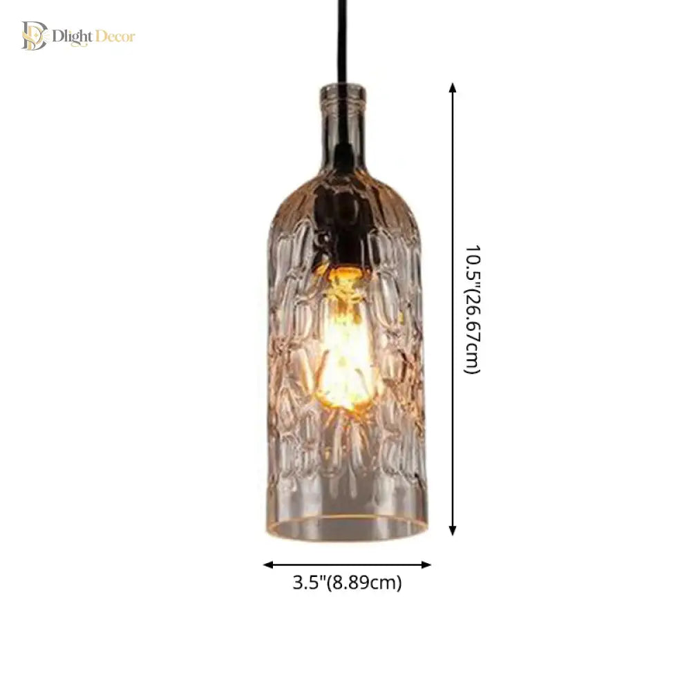 Art Deco Wine Bottle Hanging Lamp With Wavy Glass For Restaurant And Bar - Vintage 1 - Light Down