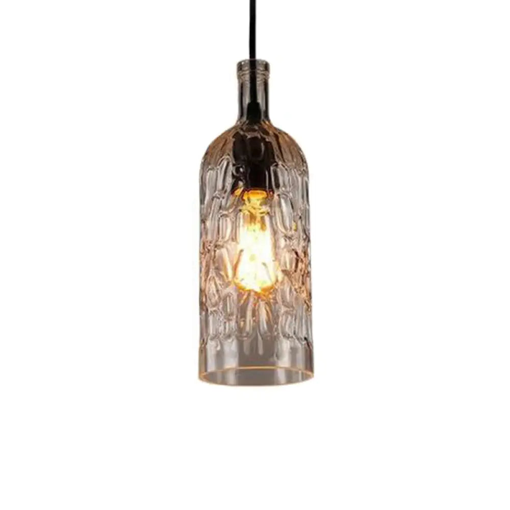 Art Deco Wine Bottle Hanging Lamp With Wavy Glass For Restaurant And Bar - Vintage 1 - Light Down