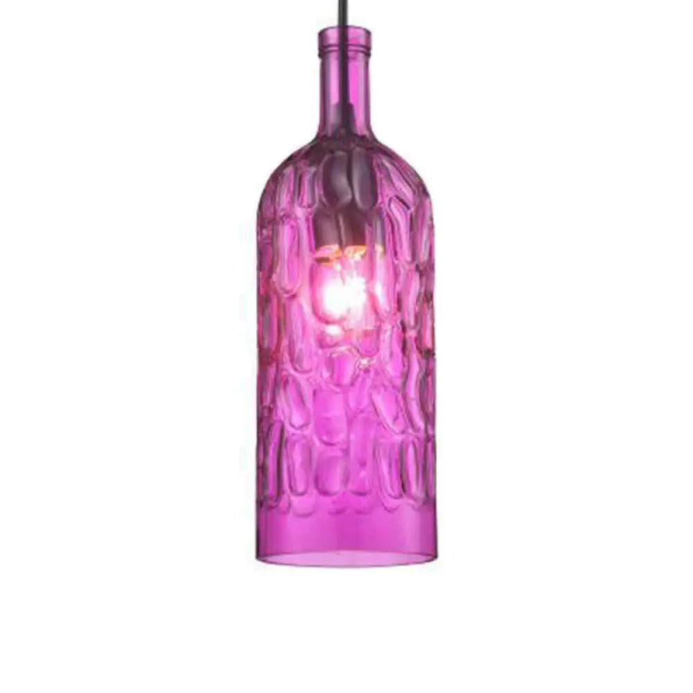 Art Deco Wine Bottle Hanging Lamp With Wavy Glass For Restaurant And Bar - Vintage 1 - Light Down