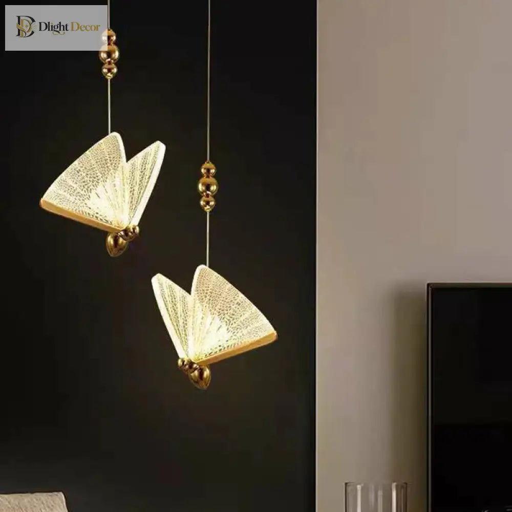 Art Deco Led Pendant Light - Butterfly Design For Bedroom Ambiance Lighting