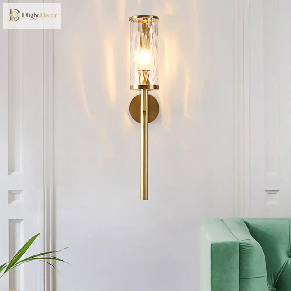 Arthur’s Elegant Embrace: Modern Brass Wall Sconce With Clear Glass Shade Wall Light