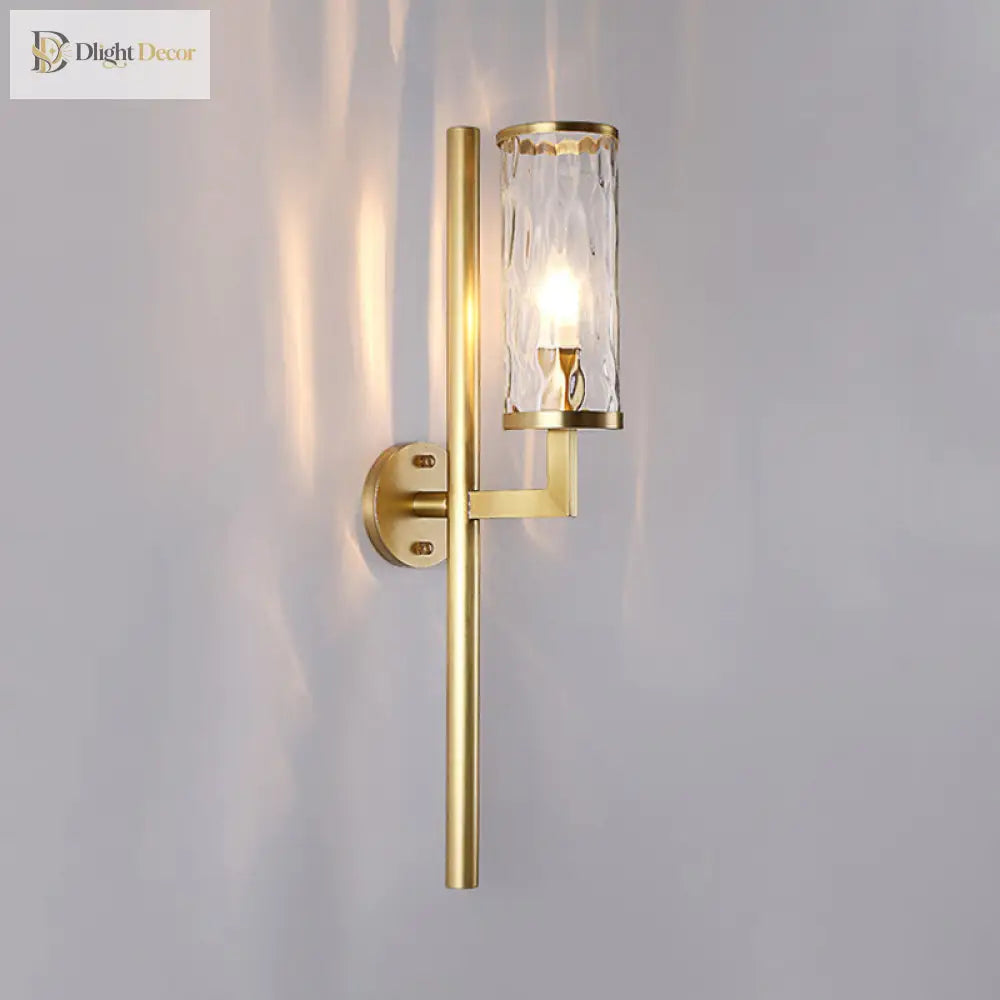 Arthur’s Elegant Embrace: Modern Brass Wall Sconce With Clear Glass Shade Wall Light