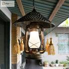 Ashley Rustic Elegance: Bronze Pendant Lamp With Cream Glass Shade Lighting