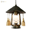 Ashley Rustic Elegance: Bronze Pendant Lamp With Cream Glass Shade Lighting