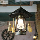 Ashley Rustic Elegance: Bronze Pendant Lamp With Cream Glass Shade Lighting