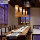 Asian - Inspired Rattan Woven Bamboo Chandelier - Artistic Ceiling Lamp For Home Cafe And