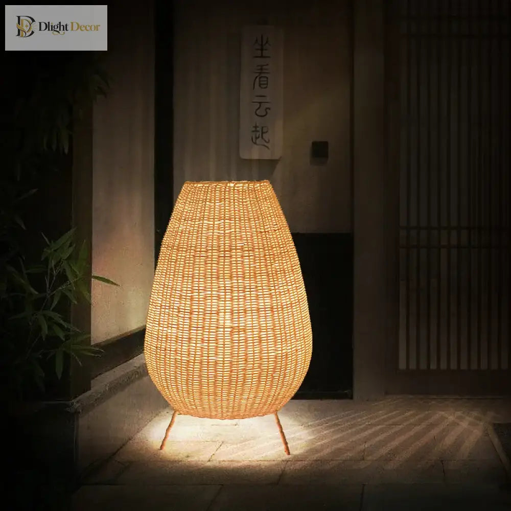 Asian Natural Rattan Floor Lamp - Versatile Indoor And Outdoor Lighting For Living Spaces Floor Lamp