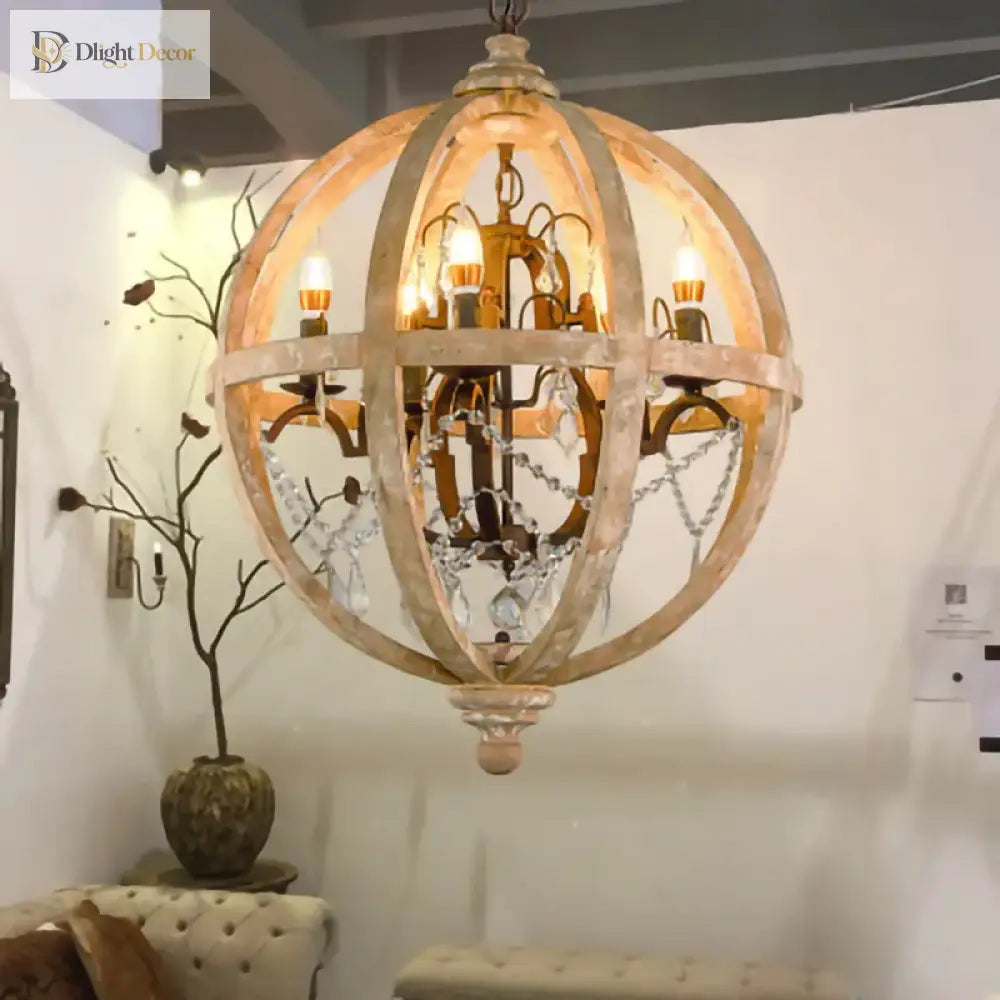 Astra - Retro Solid Wood Led Hanging Chandelier Pendant Light