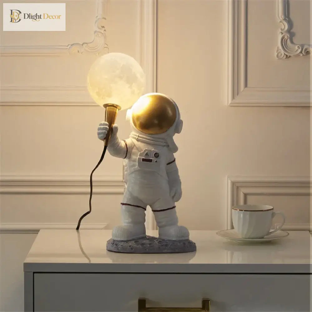 Astronaut Moon Table Lamp, a tiny spaceman a glowing moon and a whole lot of charm 🚀🌕✨ - Table Lamp