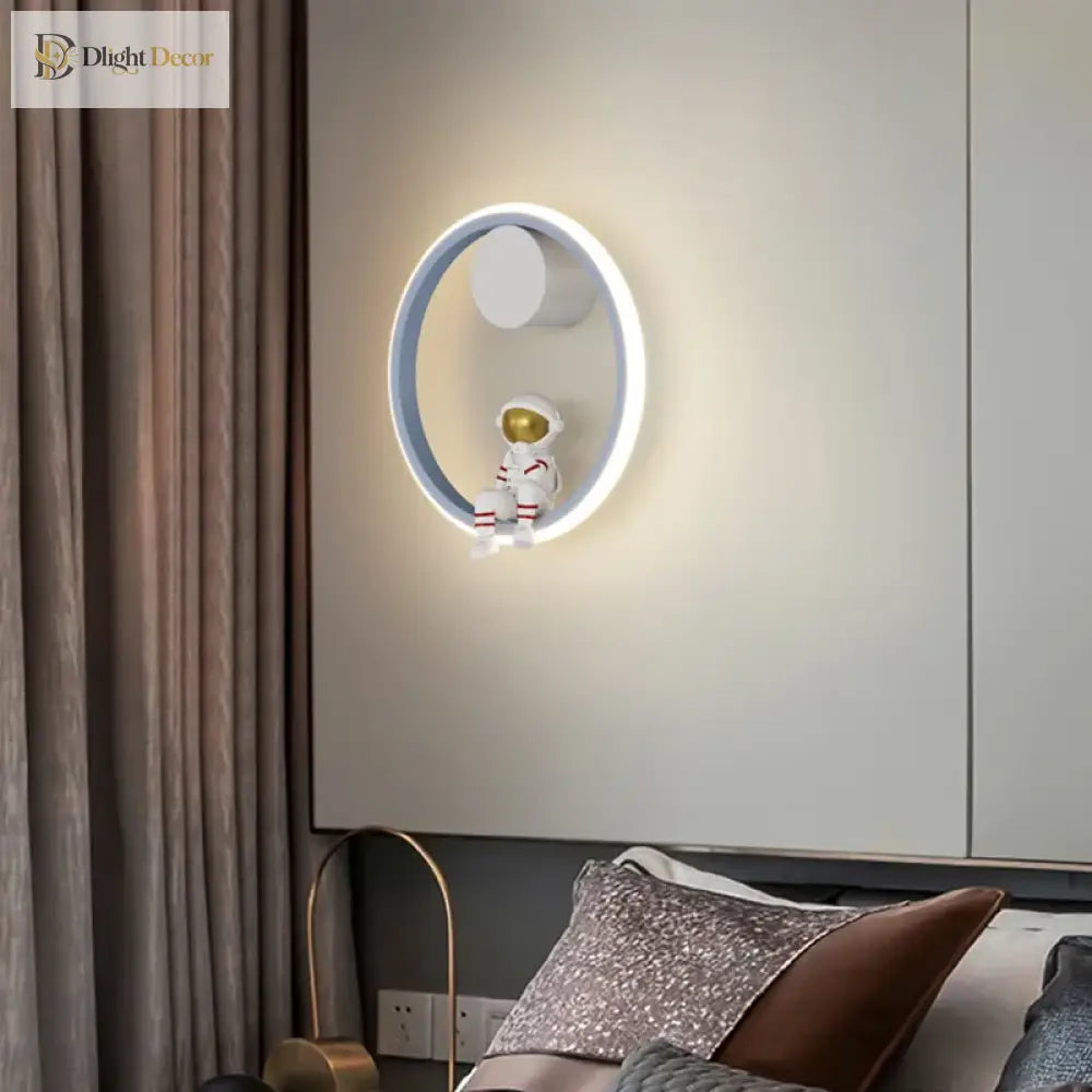 Astronaut Ring Wall Lamp, the little spaceman sitting in a halo of golden light 🚀🌕✨ - wall Lamp