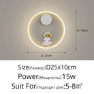 Astronaut Ring Wall Lamp, the little spaceman sitting in a halo of golden light 🚀🌕✨ - Gold 25cm / cool light no remote