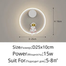 Astronaut Ring Wall Lamp, the little spaceman sitting in a halo of golden light 🚀🌕✨ - White 25cm / cool light no remote