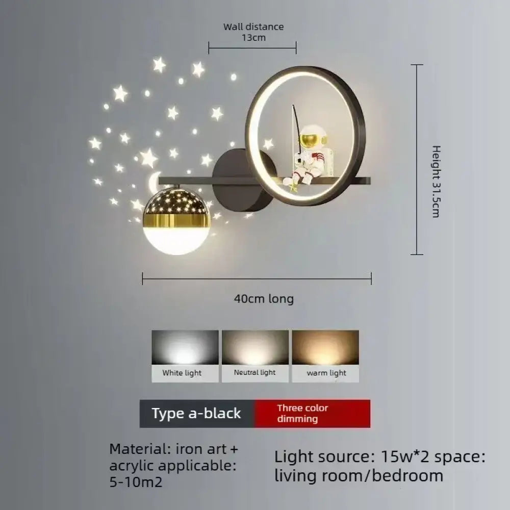 Astronaut Star Projector Wall Lamp, turns your child’s bedroom into a galaxy every single night ⭐🌙🚀 - black - wall Lamp