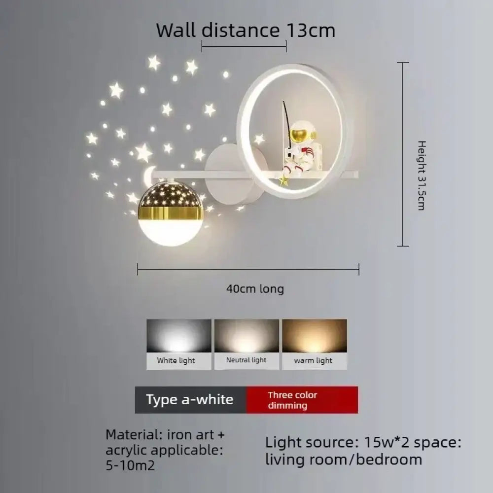 Astronaut Star Projector Wall Lamp, turns your child’s bedroom into a galaxy every single night ⭐🌙🚀 - WHITE - wall Lamp