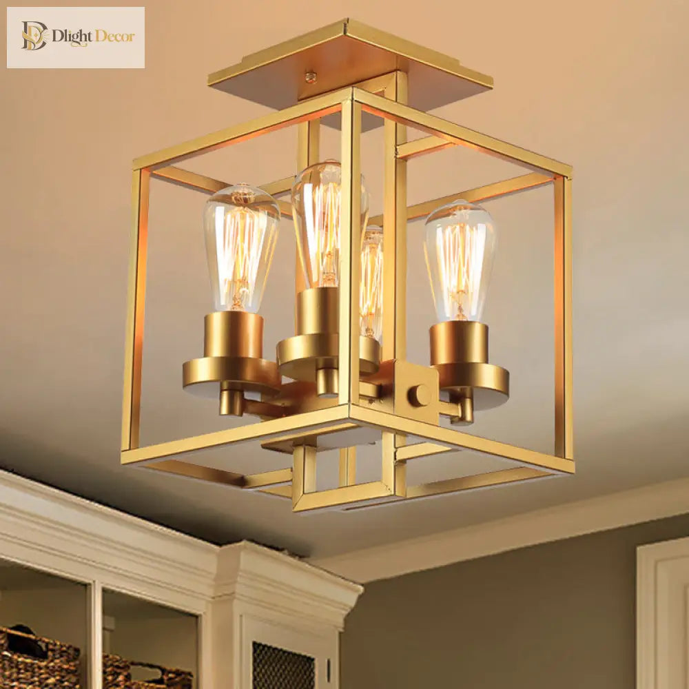 Aubrie Square Ceiling Light - Industrial Style For Modern Living Fixtures
