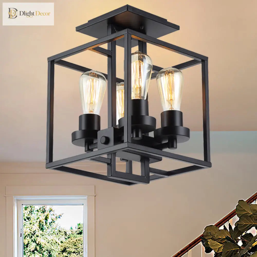 Aubrie Square Ceiling Light - Industrial Style For Modern Living Fixtures