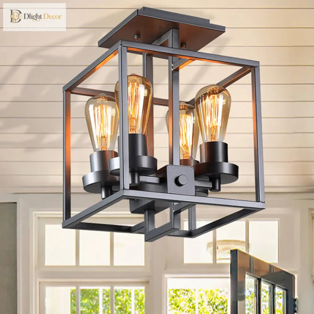 Aubrie Square Ceiling Light - Industrial Style For Modern Living Fixtures