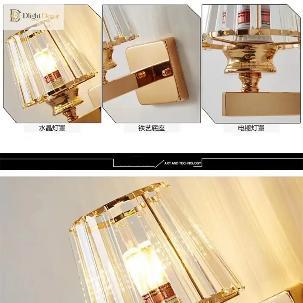 Modern Luxury Gold Wall Lamp - Nordic Creative Crystal Sconce For Living Room Hallway Bedside And