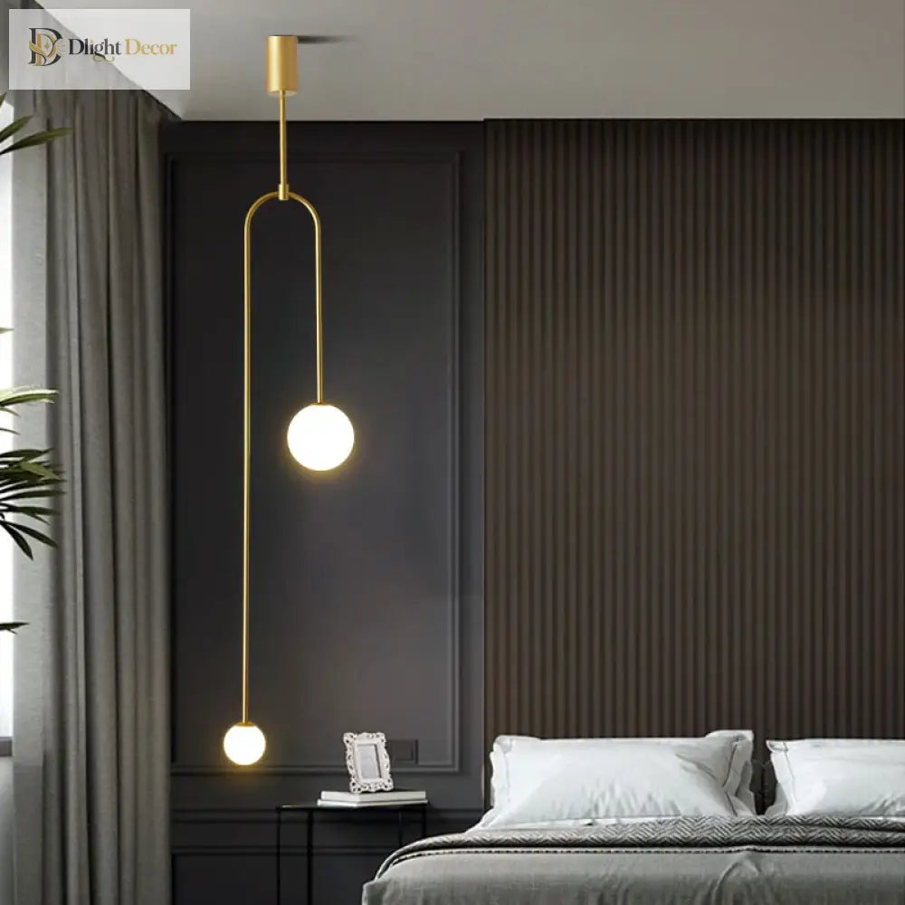 Modern Glass Ball Pendant Light - Led Bedside Hanging Lighting For Nordic Golden Luxury Decor In
