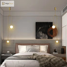 Modern Glass Ball Pendant Light - Led Bedside Hanging Lighting For Nordic Golden Luxury Decor In
