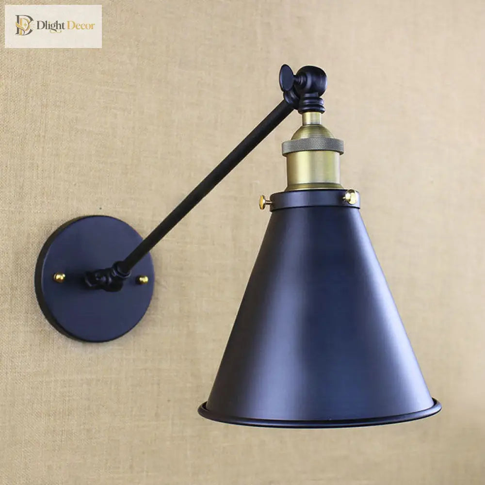Avery - Industrial Swing Arm Sconce With Conic Shade (1 - Light Black) Wall Light