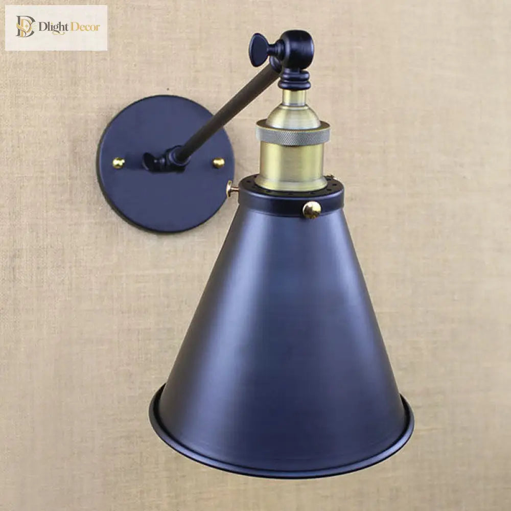 Avery - Industrial Swing Arm Sconce With Conic Shade (1 - Light Black) Wall Light