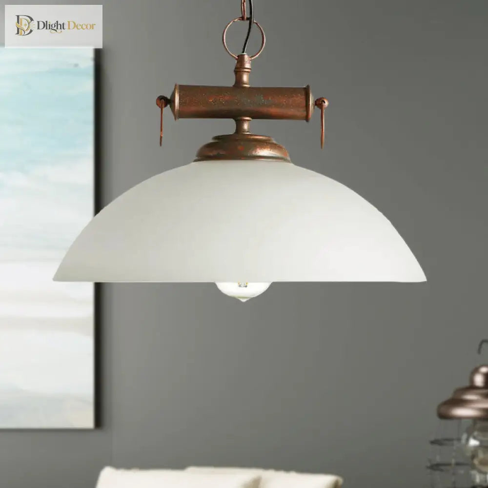 Avery’s Elegant Embrace: Farmhouse Pendant Lamp With White Glass Shade Lights