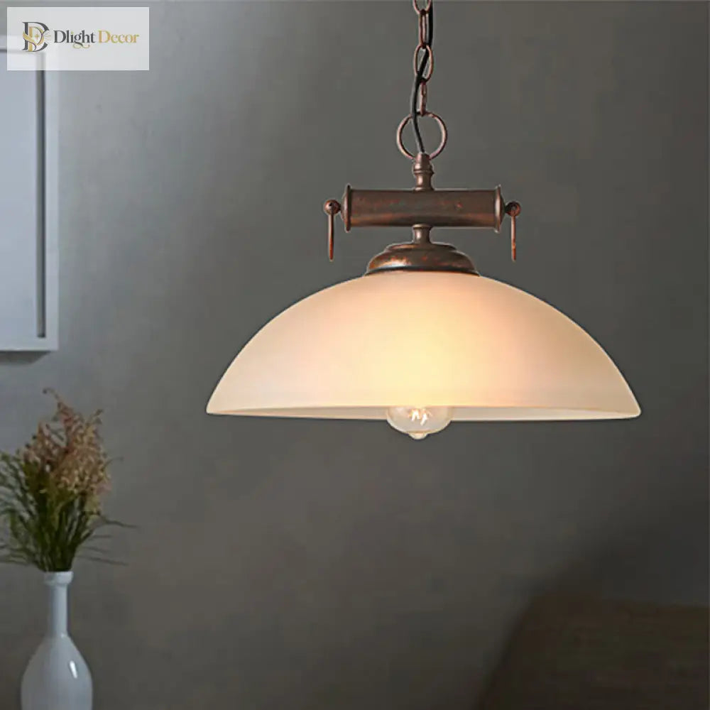 Avery’s Elegant Embrace: Farmhouse Pendant Lamp With White Glass Shade Lights