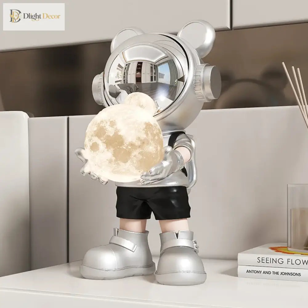 Bear Astronaut Moon Lamp, the boldest most huggable thing your shelf has ever seen 🐻🚀🌕 - Table Lamp