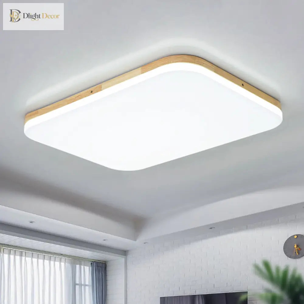 Beige Acrylic Flush Mount Ceiling Light For Living Room - 25.5’/34’ Rectangle Shape