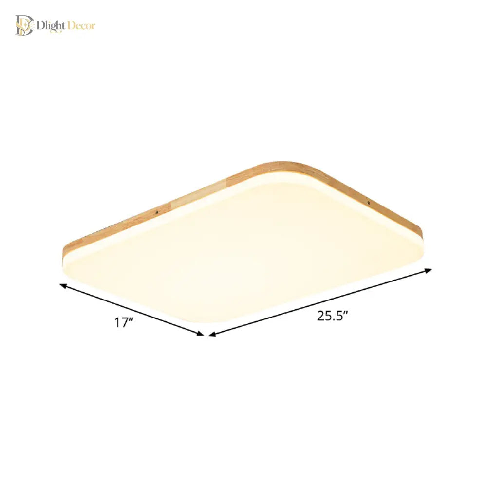 Beige Acrylic Flush Mount Ceiling Light For Living Room - 25.5’/34’ Rectangle Shape