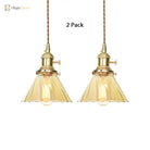 Beth’s Amber Ruffle Glass Pendant - Retro Kitchen Light Lights
