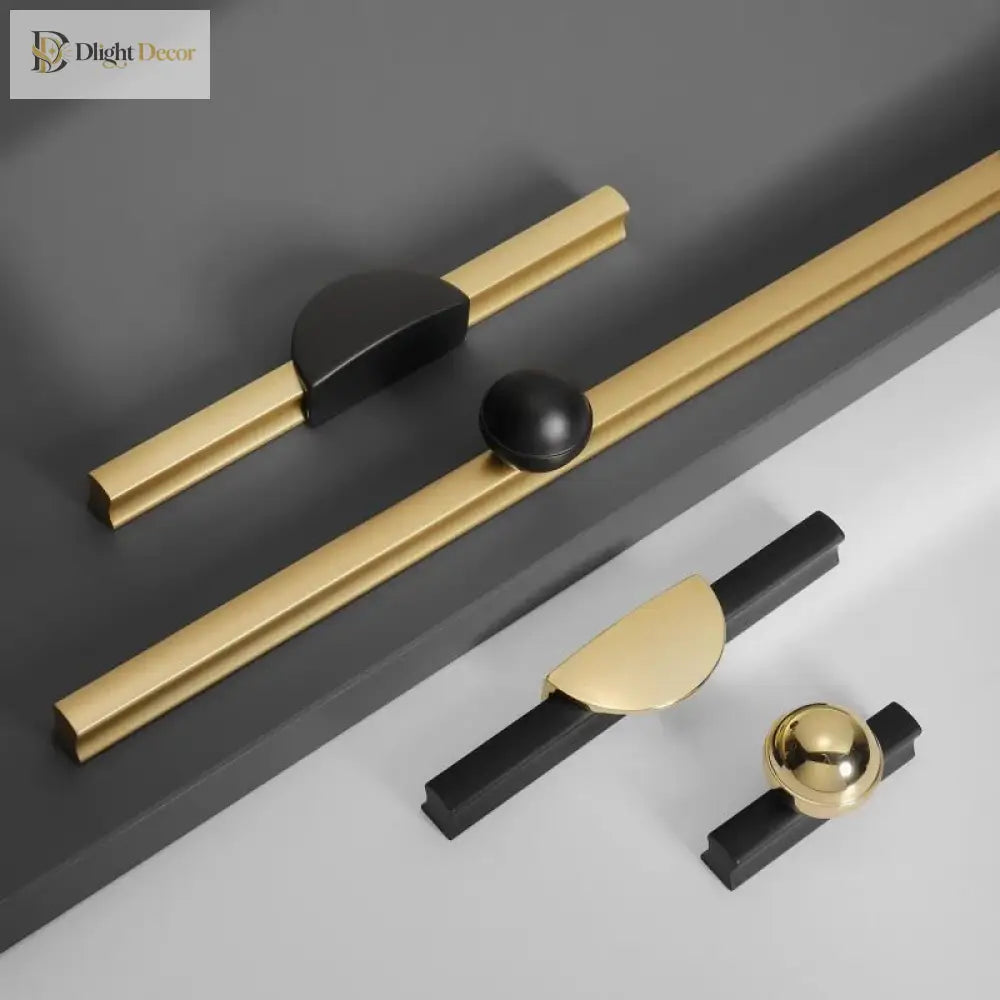 Black and Gold Cabinet Pulls - Double Color Aluminum Zinc Alloy Handles for Wardrobes and Kitchens Handles