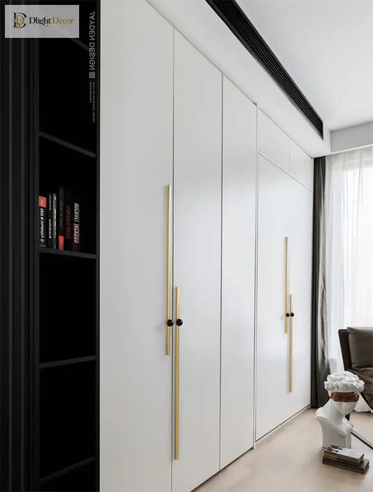 Black and Gold Cabinet Pulls - Double Color Aluminum Zinc Alloy Handles for Wardrobes and Kitchens Handles