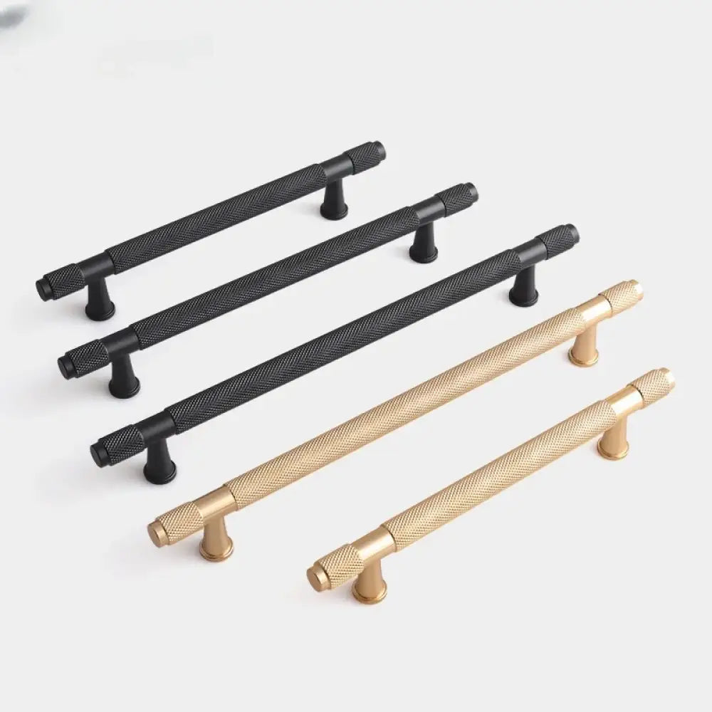 Black and Gold Knurled Cabinet Handles – Modern Cupboard Drawer Pulls for Kitchen and Wardrobe Handles